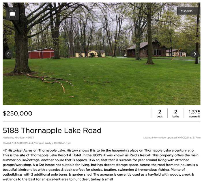 Reids Resort Thornapple Lake (Coles Landing) - From Real Estate Listing (newer photo)